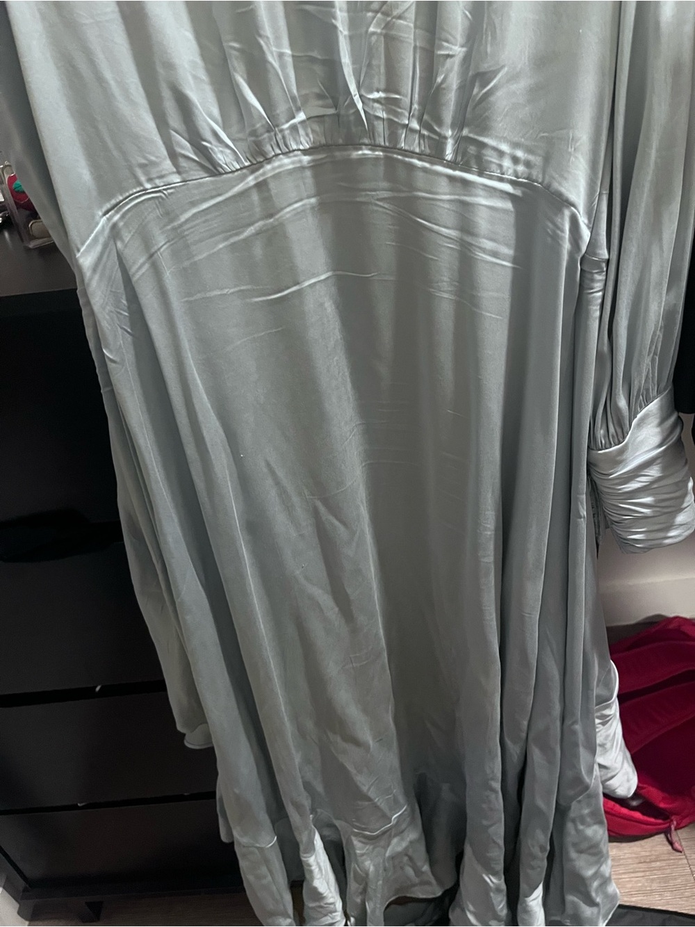 Zimmermann Sky-Blue Satin High-Low Wrap Dress - Picture 10 of 10